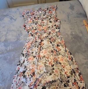 LADIES WHITE HOUSE BLACK MARKET FLORAL DRESS SIZE XS EUC PARTIALLY LINED SUMMER